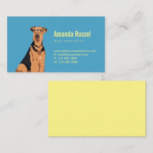 Hipster Black en Brown Airedale Terrier Dog Visitekaartje (Voorkant / Achterkant)