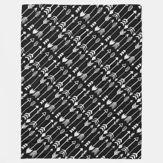 Hipster Black en White Arrow Pattern Fleece Deken (Voorkant)