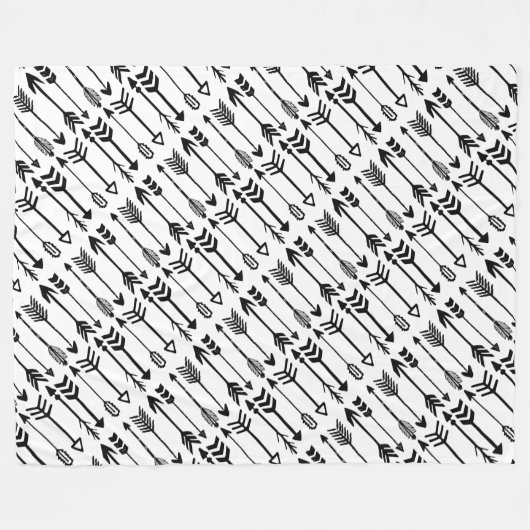 Hipster Black en White Arrow Pattern Fleece Deken (Voorkant (Horizontaal))