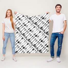 Hipster Black en White Arrow Pattern Fleece Deken