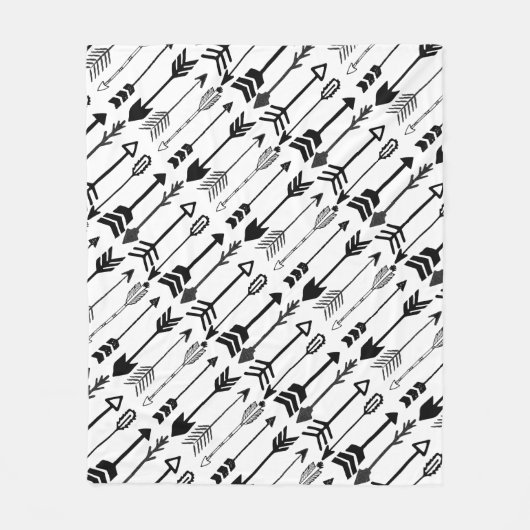 Hipster Black en White Arrow Pattern Fleece Deken (Voorkant)