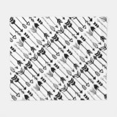 Hipster Black en White Arrow Pattern Fleece Deken (Voorkant (Horizontaal))