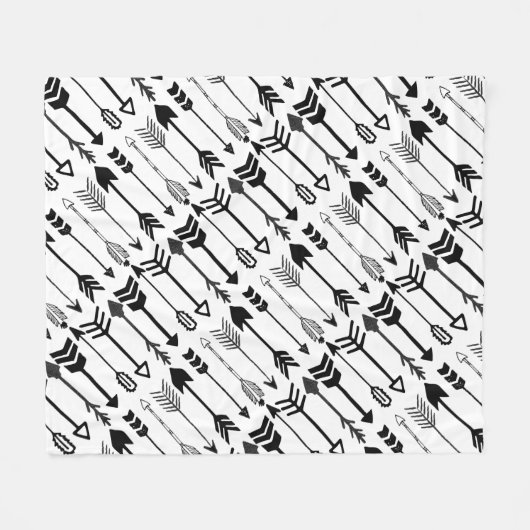 Hipster Black en White Arrow Pattern Fleece Deken (Voorkant (Horizontaal))