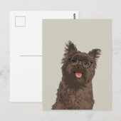 Hipster Black Glasses Caïro Terrier voor Hondenlie Briefkaart (Voorkant / Achterkant)