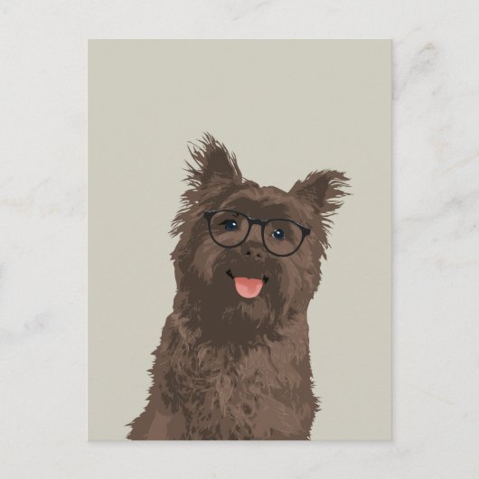 Hipster Black Glasses Caïro Terrier voor Hondenlie Briefkaart (Voorkant)