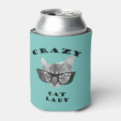 Hipster blauw Populair Crazy Cat Lady Humor Blikjeskoeler (Blikje Voorkant)