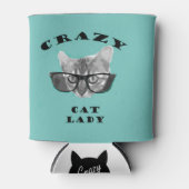Hipster blauw Populair Crazy Cat Lady Humor Blikjeskoeler (Voorkant)