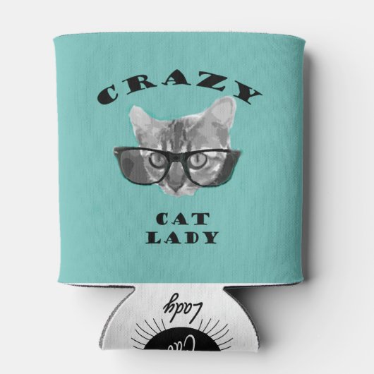 Hipster blauw Populair Crazy Cat Lady Humor Blikjeskoeler (Achterkant)