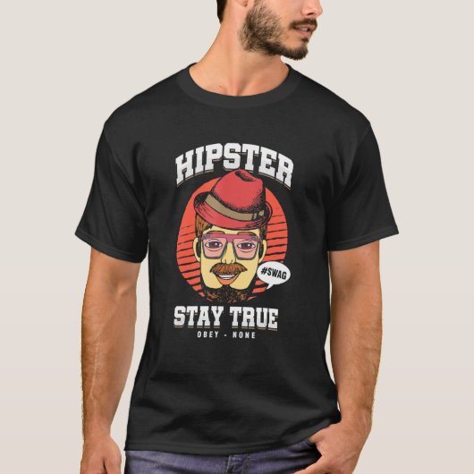 Hipster Blijf op ware Obey, geen gepantserde snor T-shirt (Voorkant)