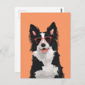 Hipster Border Collie Briefkaart voor Hondenliefhe (Voorkant / Achterkant)