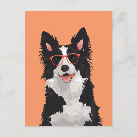 Hipster Border Collie Briefkaart voor Hondenliefhe (Voorkant)