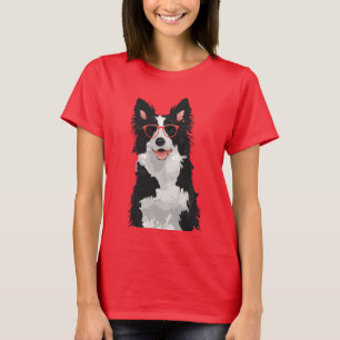 Hipster Border Collie T-Shirt voor Hondenliefhebbe