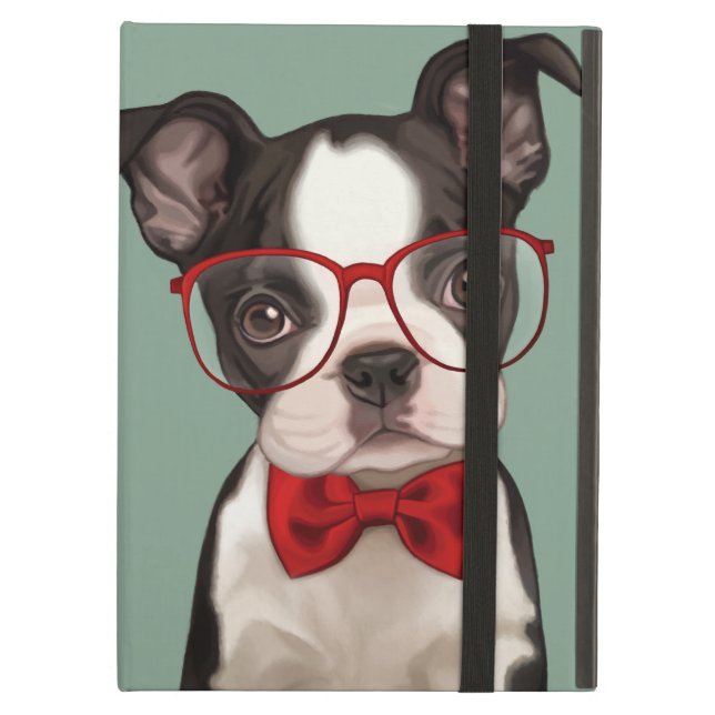 Hipster Boston Terrier iPad Air Hoesje (Voorkant Gesloten)
