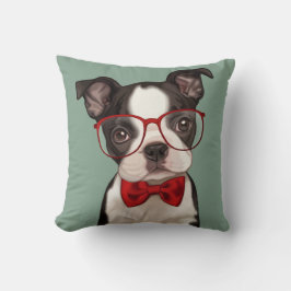 Hipster Boston Terrier Kussen