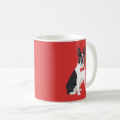 Hipster Boston Terrier met Red Glasses & Bow Strop Koffiemok (Voorkant rechts)