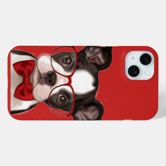 Hipster Boston Terrier Pup Case-Mate iPhone Case (Achterkant (horizontaal))
