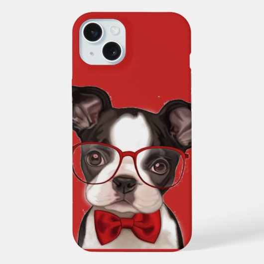 Hipster Boston Terrier Puppy iPhone Hoesje (Achterkant)