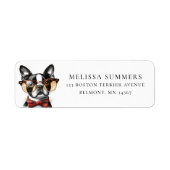 Hipster Boston Terrier Retouradreslabel Etiket (Voorkant)
