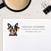 Hipster Boston Terrier Retouradreslabel Etiket