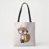 Hipster Bow Stropdas Brown Fox Tote Bag (Voorkant)