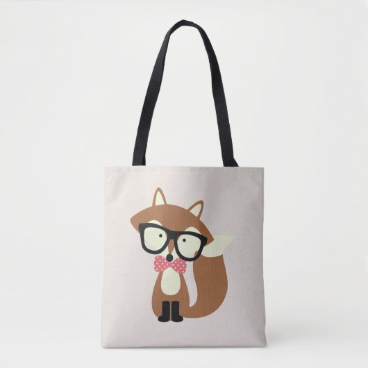 Hipster Bow Stropdas Brown Fox Tote Bag (Voorkant)
