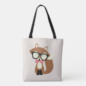Hipster Bow Stropdas Brown Fox Tote Bag (Achterkant)