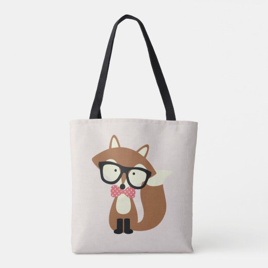 Hipster Bow Stropdas Brown Fox Tote Bag (Achterkant)