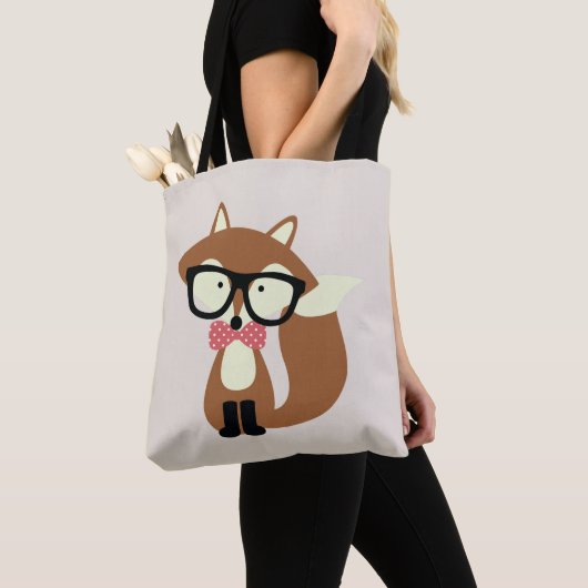 Hipster Bow Stropdas Brown Fox Tote Bag (Dichtbij)