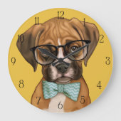Hipster Boxer Puppy Grote Klok (Voorkant)