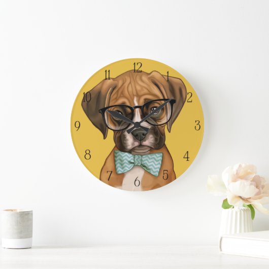 Hipster Boxer Puppy Grote Klok (Huis)