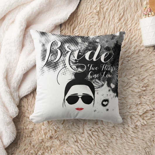 Hipster Bride Two Hearts One Love Aviator Glasses Kussen (Deken)