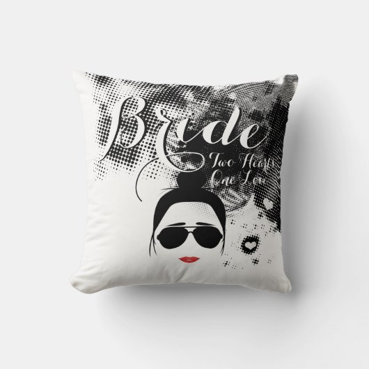 Hipster Bride Two Hearts One Love Aviator Glasses Kussen (Voorkant)