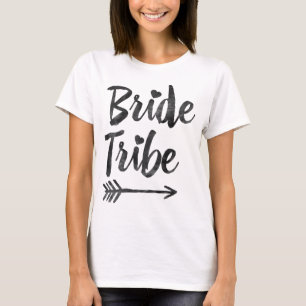 Hipster Bridesmaids Bride Tribe Script Arrow T-shirt