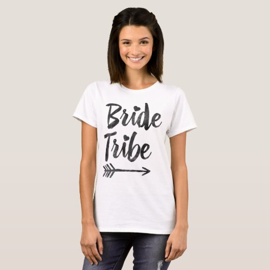 Hipster Bridesmaids Bride Tribe Script Arrow T-shirt (Voorkant volledig)