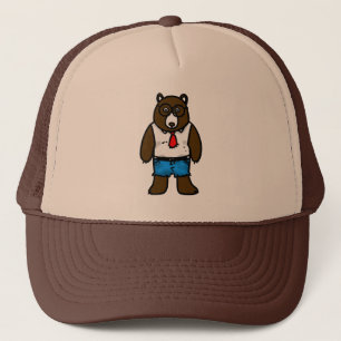 Hipster bruin wild beer met rood stropdas trucker pet