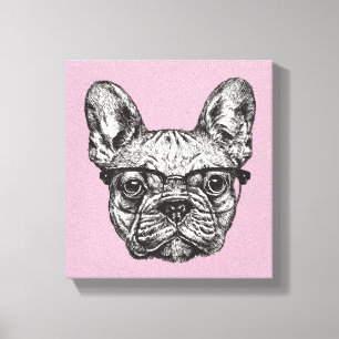Hipster Bulldog Canvas Afdruk