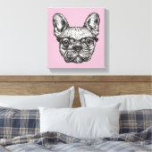 Hipster Bulldog Canvas Afdruk (Insitu (Slaapkamer))