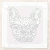 Hipster Bulldog Glazen Onderzetter (Achterkant)