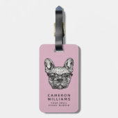 Hipster Bulldog | Jouw namen toevoegen Bagagelabel (Achterkant verticaal)