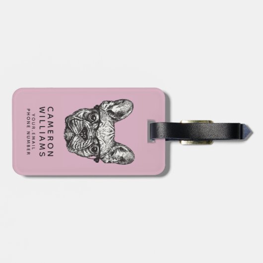 Hipster Bulldog | Jouw namen toevoegen Bagagelabel (Achterkant horizontaal)
