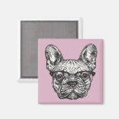 Hipster Bulldog Magneet (Voorkant / Achterkant)