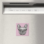 Hipster Bulldog Magneet (Insitu (Vaatwasser))