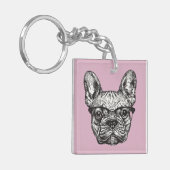 Hipster Bulldog Sleutelhanger (Voorkant Links)