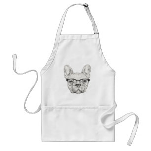 Hipster Bulldog Standaard Schort