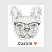 Hipster Bulldog Sticker (Vel)