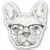 Hipster Bulldog Sticker (Voorkant)