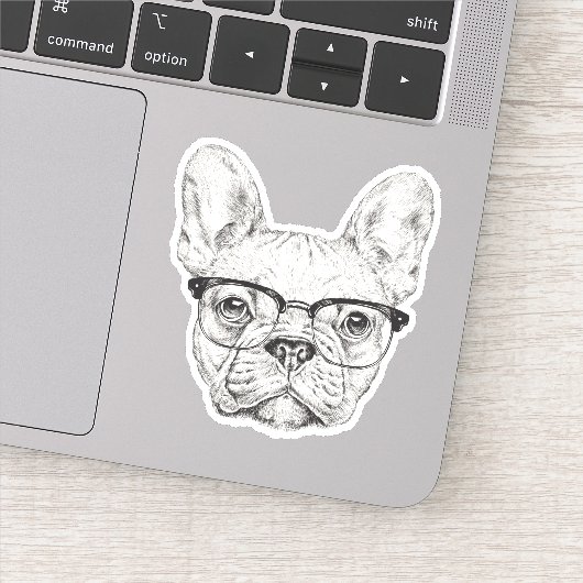 Hipster Bulldog Sticker (Detail)