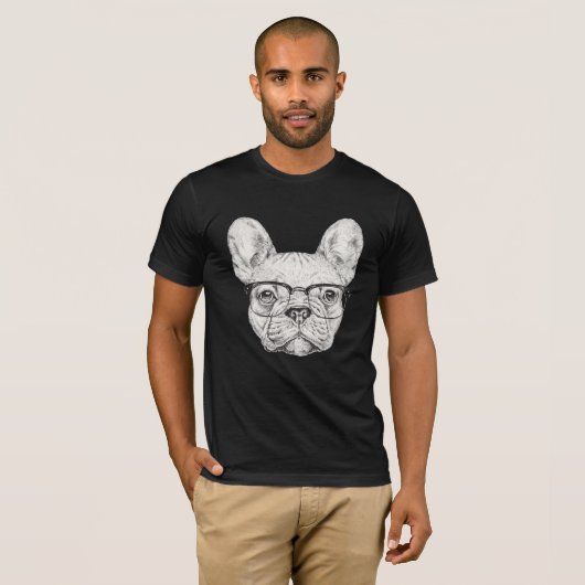 Hipster Bulldog T-shirt (Voorkant volledig)