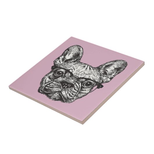 Hipster Bulldog Tegeltje (Zijkant)
