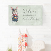 Hipster Bunny Boy Baby Shower Gift Welcome Sign  Spandoek (Insitu)